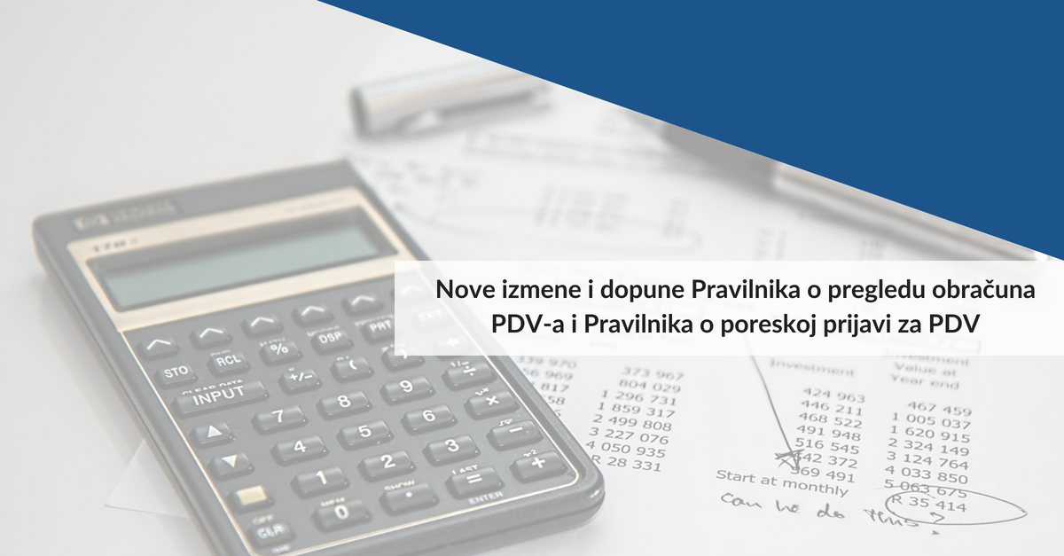 Pravilnika o poreskoj prijavi za PDV
